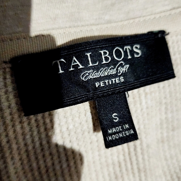 Talbots Cream / Tan Thermal Full Zip Collared Jacket Women's Small S Pockets EUC - Picture 7 of 8